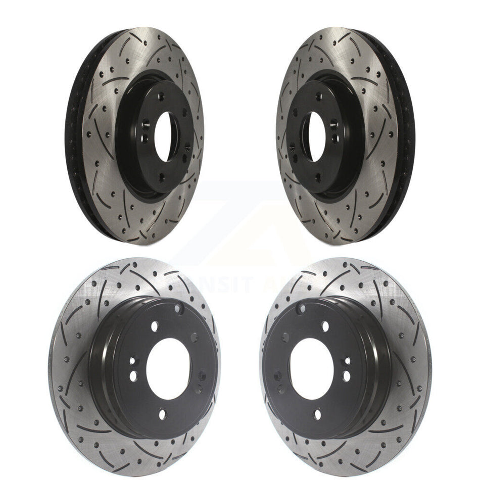 Front Rear Coated Drilled Slotted Disc Brake Rotors Kit For Hyundai Sonata Kia Optima KD-100478