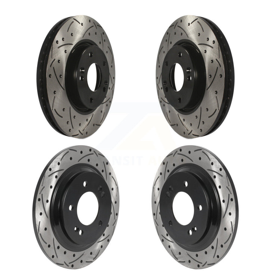 Front Rear Coated Drilled Slotted Disc Brake Rotors Kit For Kia Optima Hyundai Sonata Soul EV KD-100480