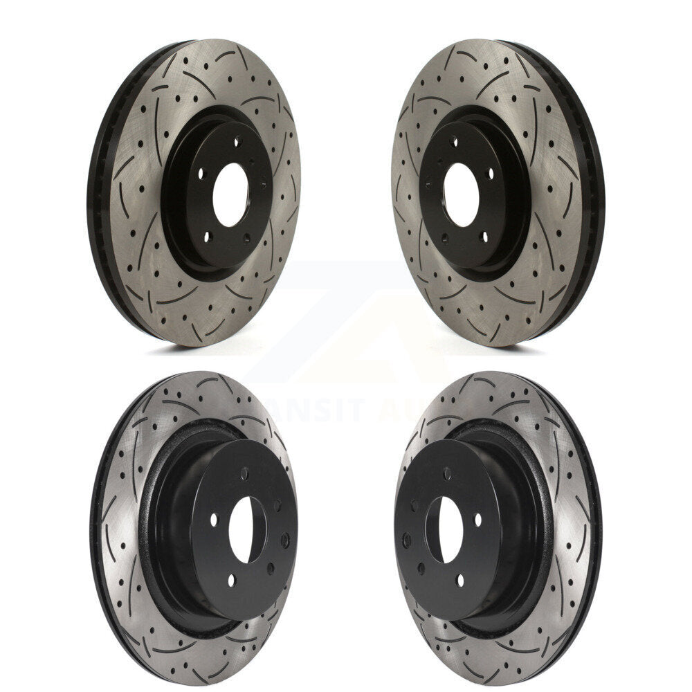 Front Rear Coated Drilled Slotted Disc Brake Rotors Kit For INFINITI G37 G35 Q60 KD-100482