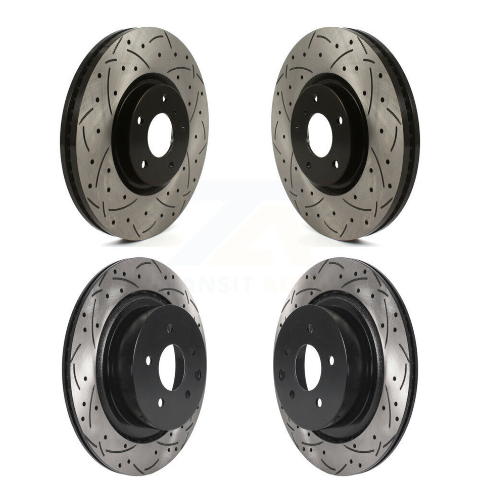 Front Rear Coated Drilled Slotted Disc Brake Rotors Kit For INFINITI G37 G35 Q60 KD-100482