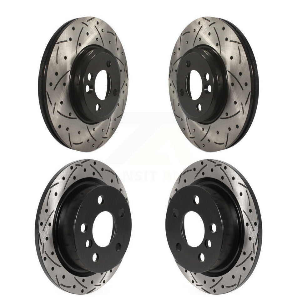 Front Rear Coated Drilled Slotted Disc Brake Rotors Kit For 2015 Mini Cooper 2.0L 1.5L With 294mm Diameter Rotor 4 Lug Wheels KD-100484