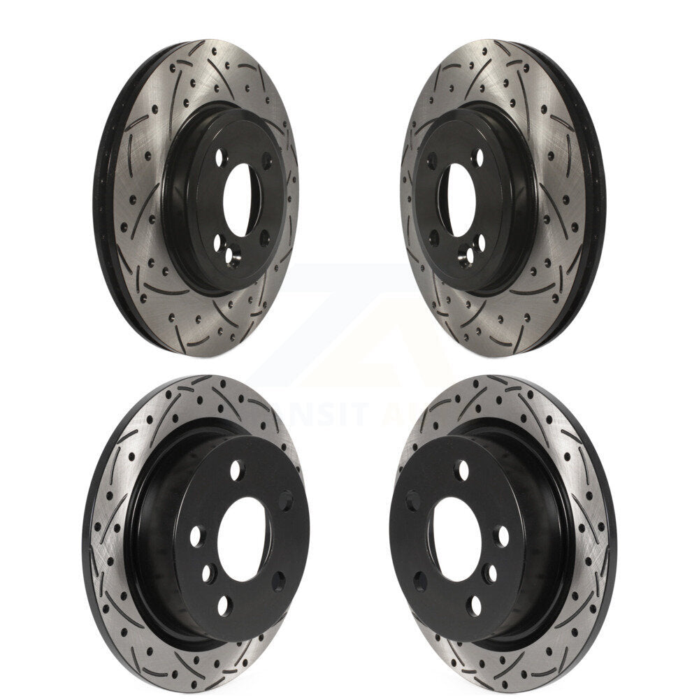 Front Rear Coated Drilled Slotted Disc Brake Rotors Kit For 2015 Mini Cooper 2.0L/1.5L KD-100485