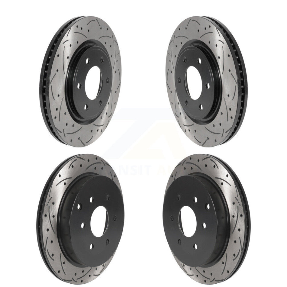 Front Rear Coated Drilled Slotted Disc Brake Rotors Kit For INFINITI Nissan Armada QX80 QX56 KD-100487