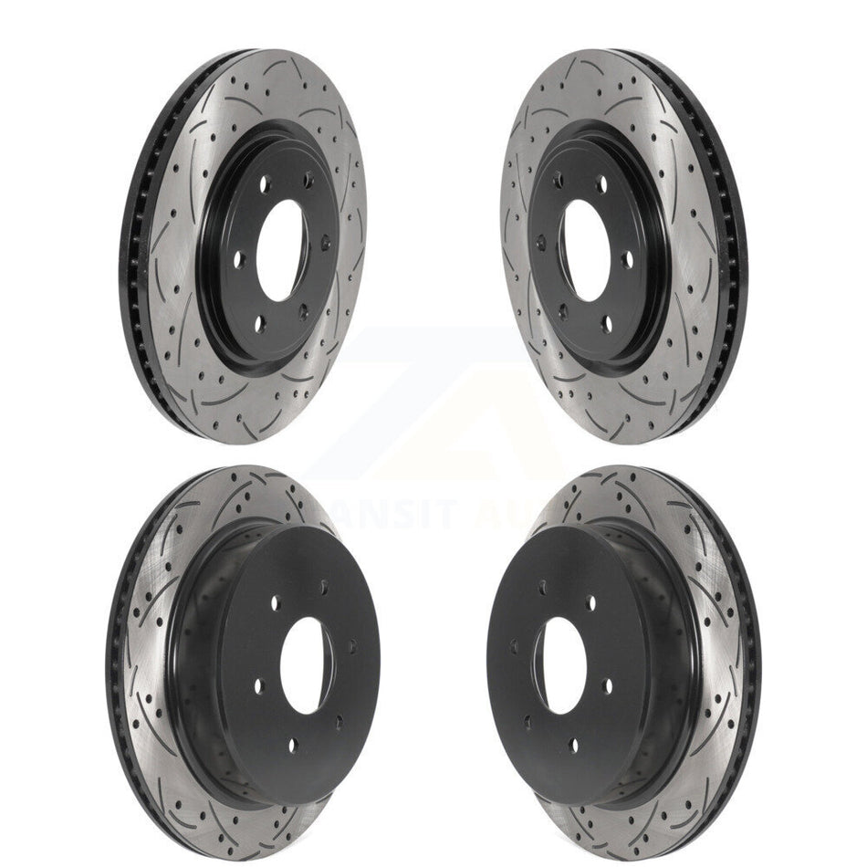 Front Rear Coated Drilled Slotted Disc Brake Rotors Kit For 2017-2022 Nissan TITAN KD-100488