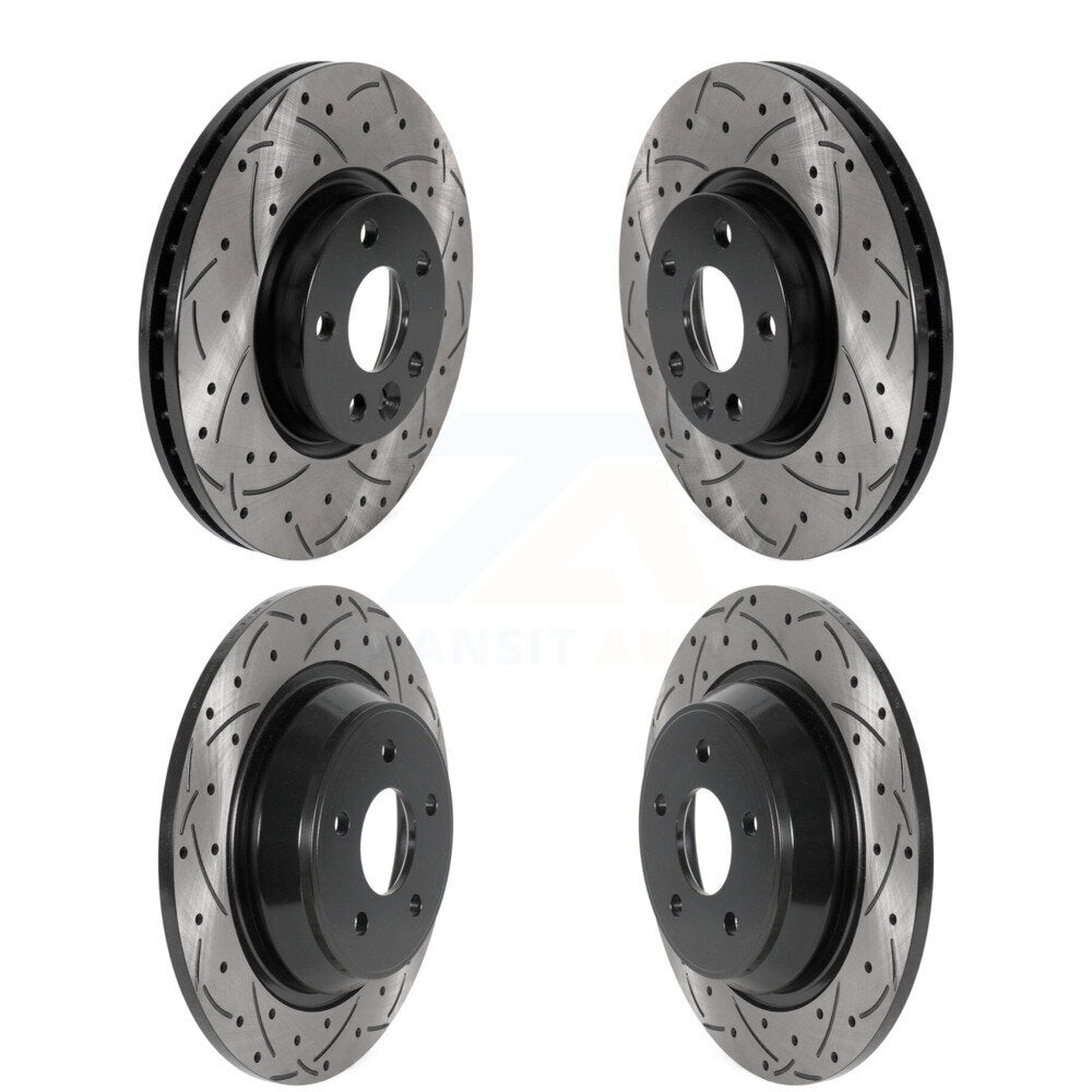 Front Rear Coated Drilled Slot Disc Brake Rotors Kit For 2012-2015 Land Rover Range Evoque KD-100492