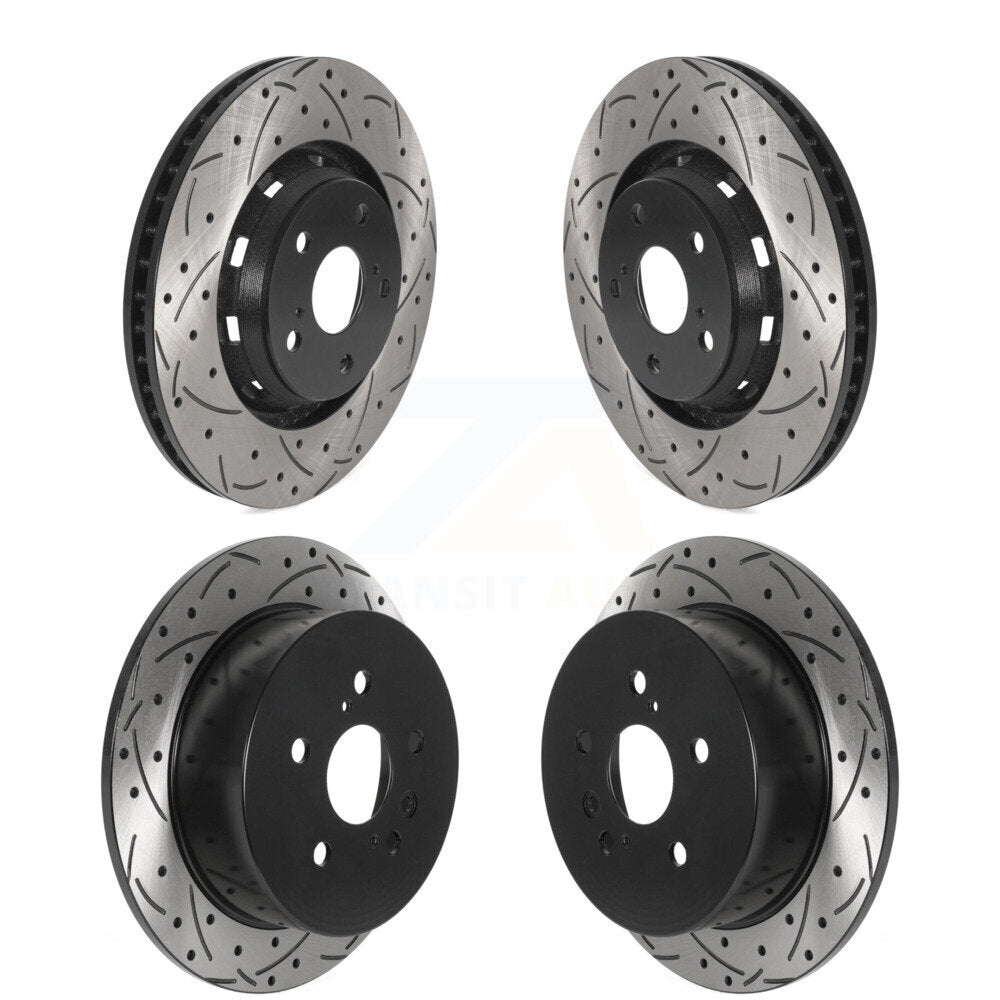 Front Rear Coated Drilled Slotted Disc Brake Rotors Kit For 2009-2016 Toyota Venza KD-100494