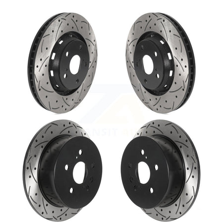 Front Rear Coated Drilled Slotted Disc Brake Rotors Kit For 2009-2016 Toyota Venza KD-100494