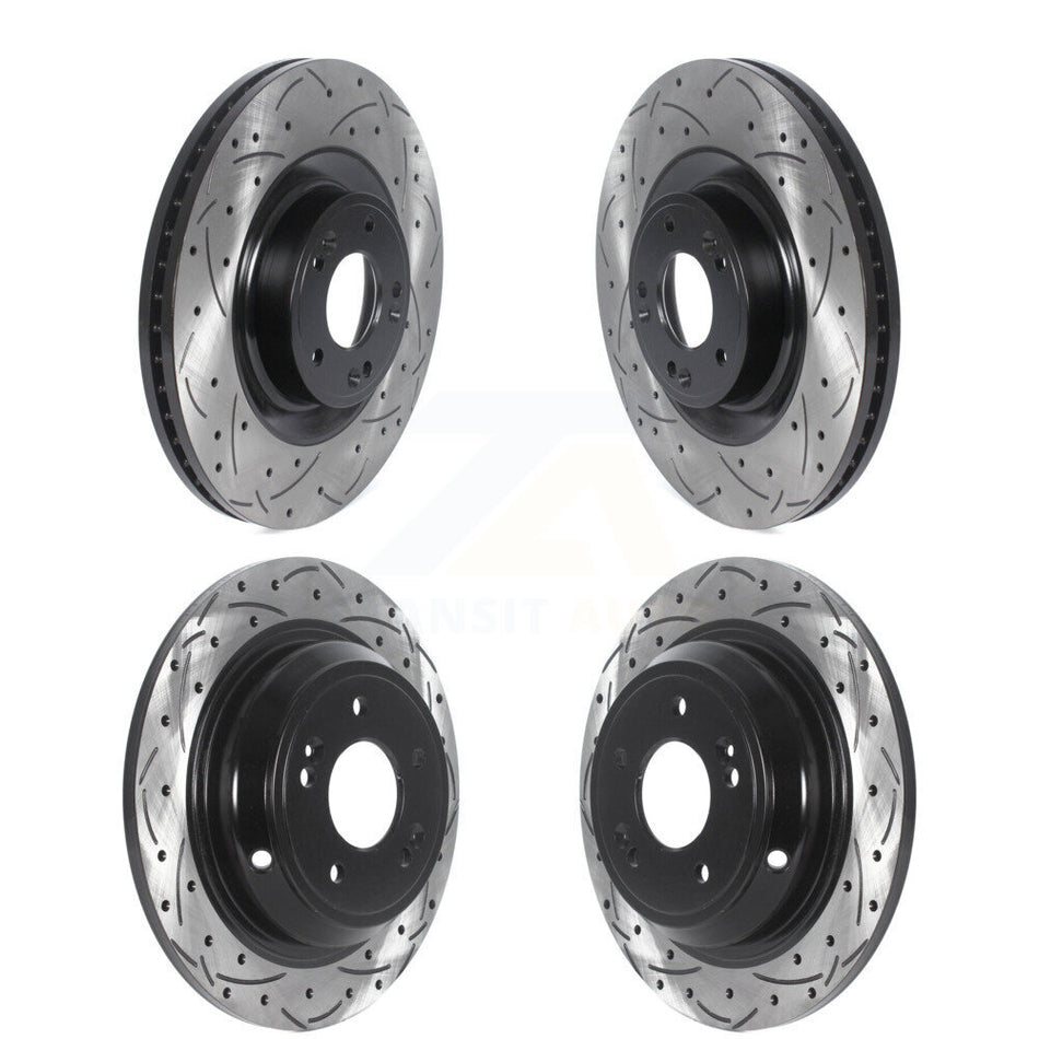 Front Rear Coated Drilled Slotted Disc Brake Rotors Kit For Hyundai Genesis G80 Kia K900 KD-100496