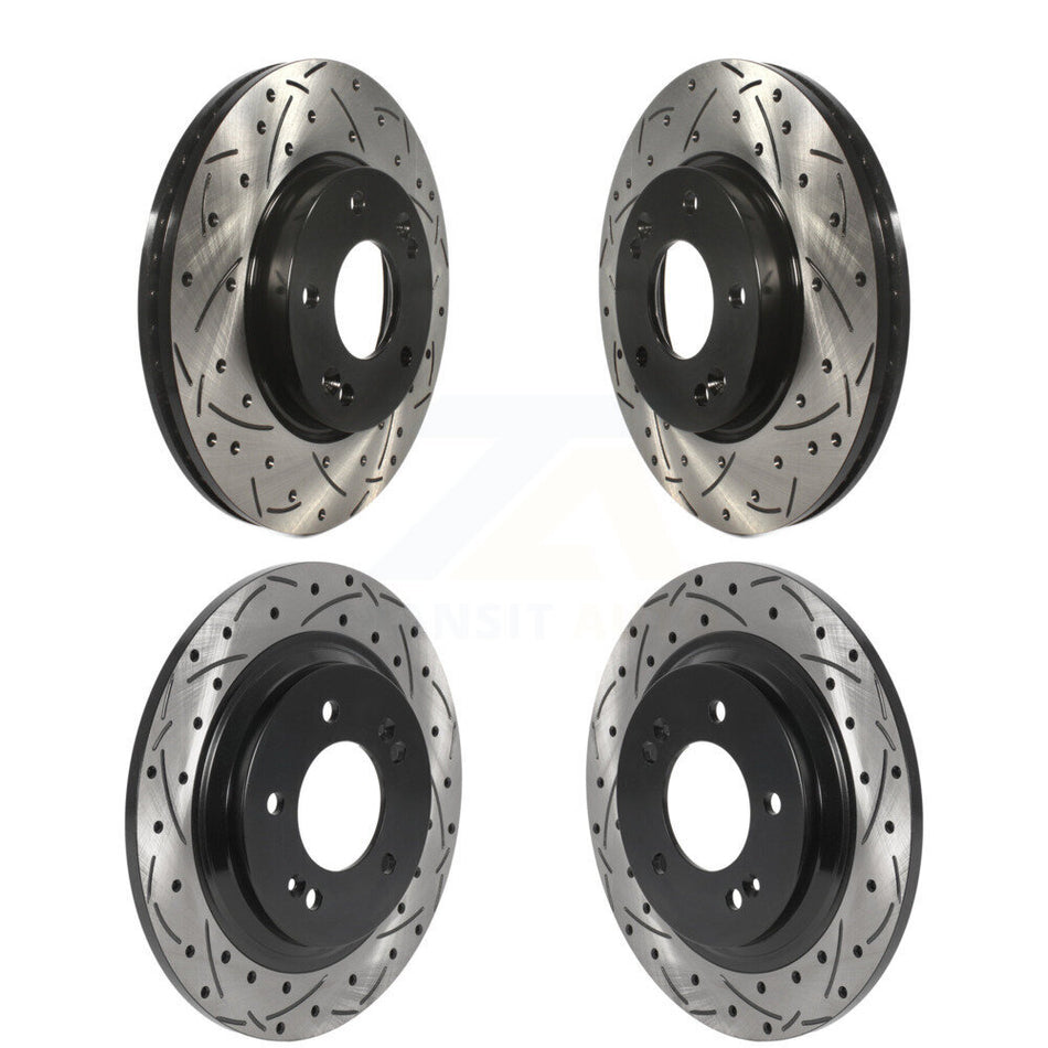 Front Rear Coated Drilled Slotted Disc Brake Rotors Kit For Kia Forte5 Hyundai Elantra GT KD-100497