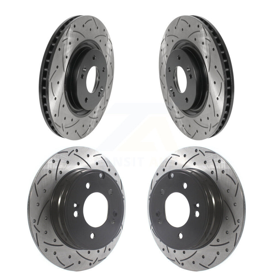 Front Rear Coated Drilled Slotted Disc Brake Rotors Kit For Kia Optima Hyundai Tucson Azera Cadenza KD-100499