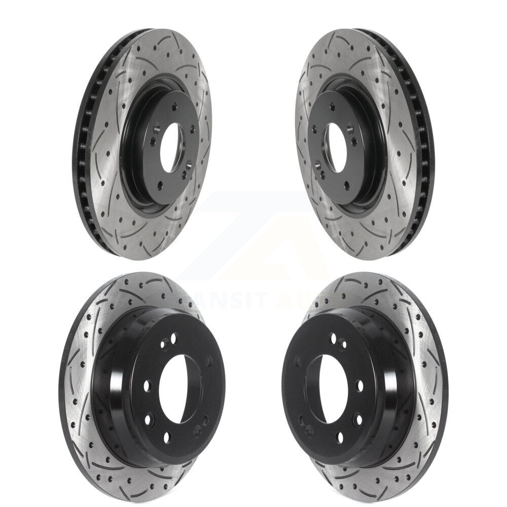 Front Rear Coated Drilled Slotted Disc Brake Rotors Kit For Hyundai Tucson KD-100500