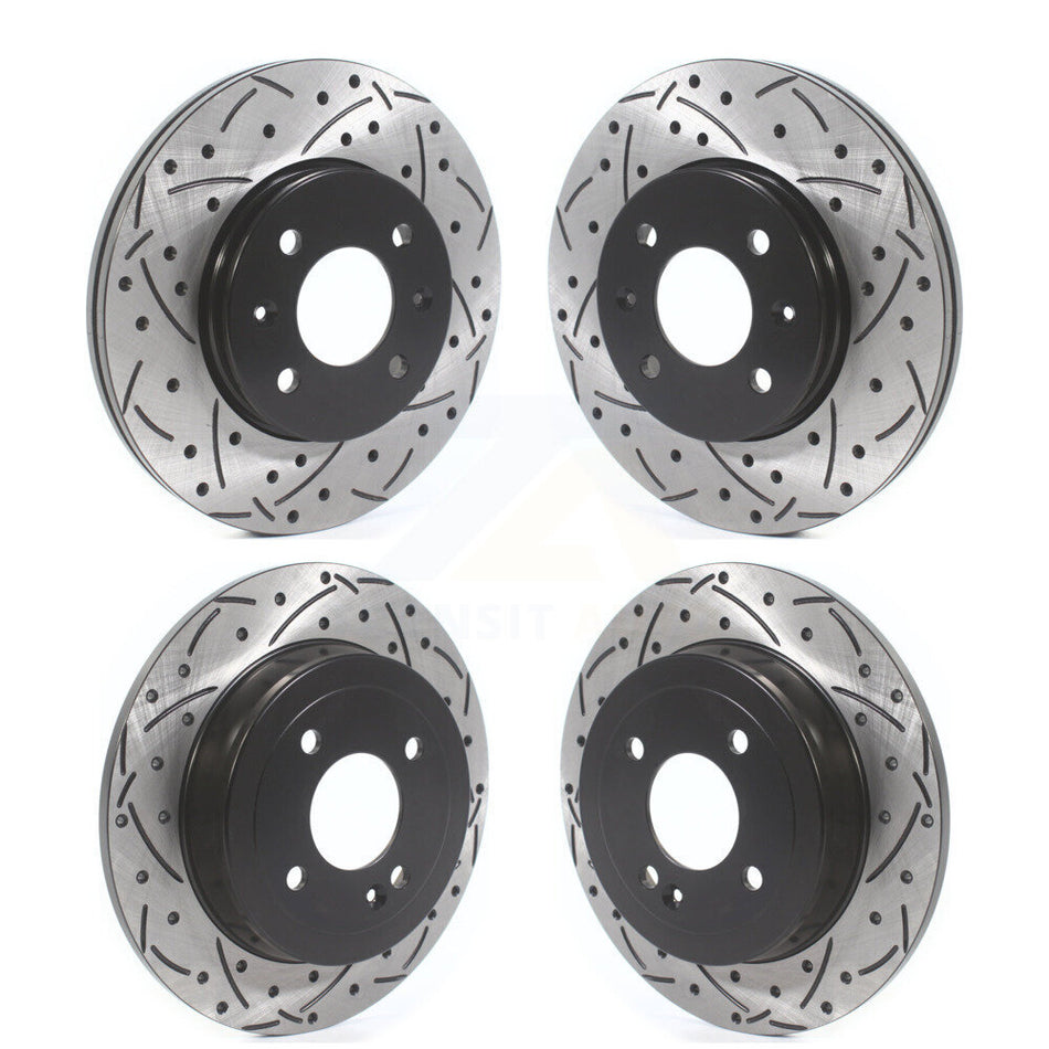 Front Rear Coated Drilled Slotted Disc Brake Rotors Kit For Hyundai Accent Kia Rio KD-100506