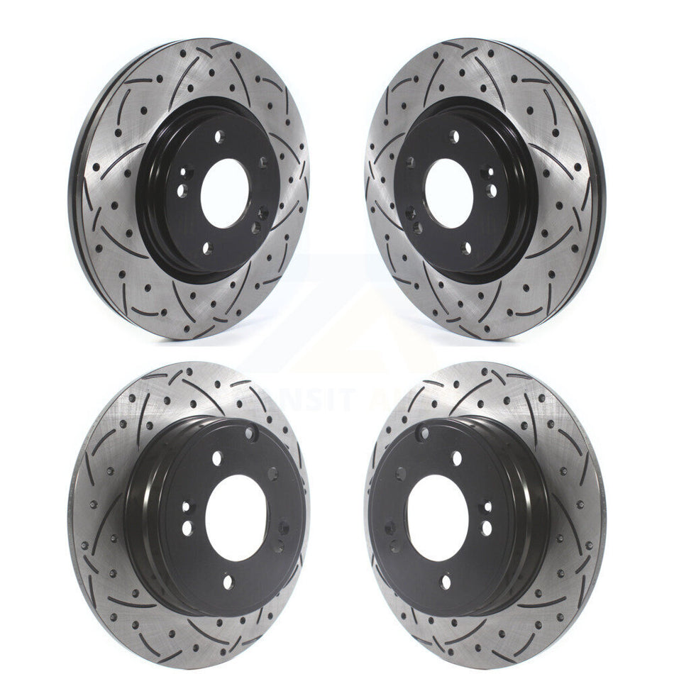 Front Rear Coated Drilled Slotted Disc Brake Rotors Kit For Hyundai Sonata Kia Optima With Manual Parking KD-100511