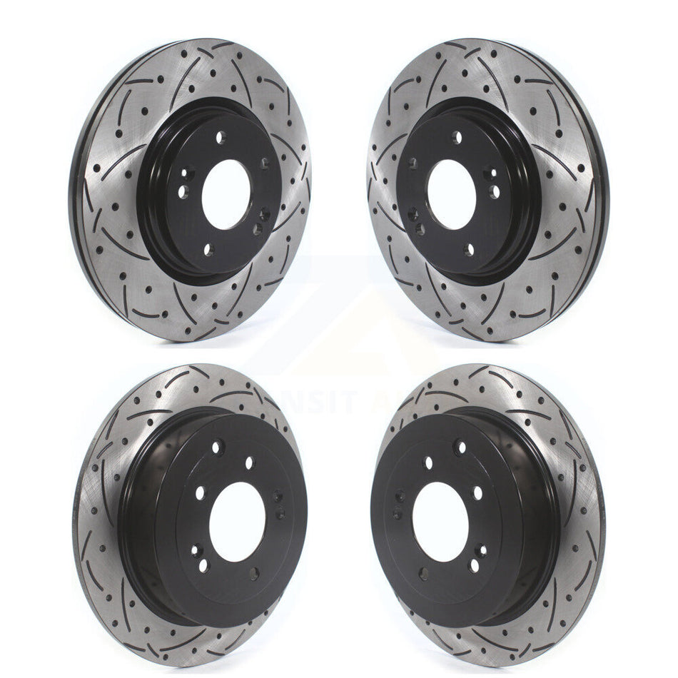 Front Rear Coated Drilled Slotted Disc Brake Rotors Kit For Hyundai Tucson Kia Sportage KD-100513