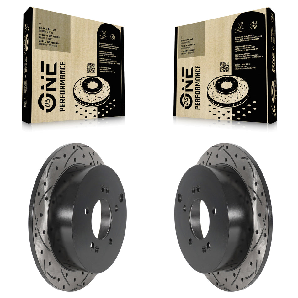 Rear Coated Drilled Slotted Disc Brake Rotors Pair For Hyundai Kia Sportage Tucson Santa Fe KD-100526
