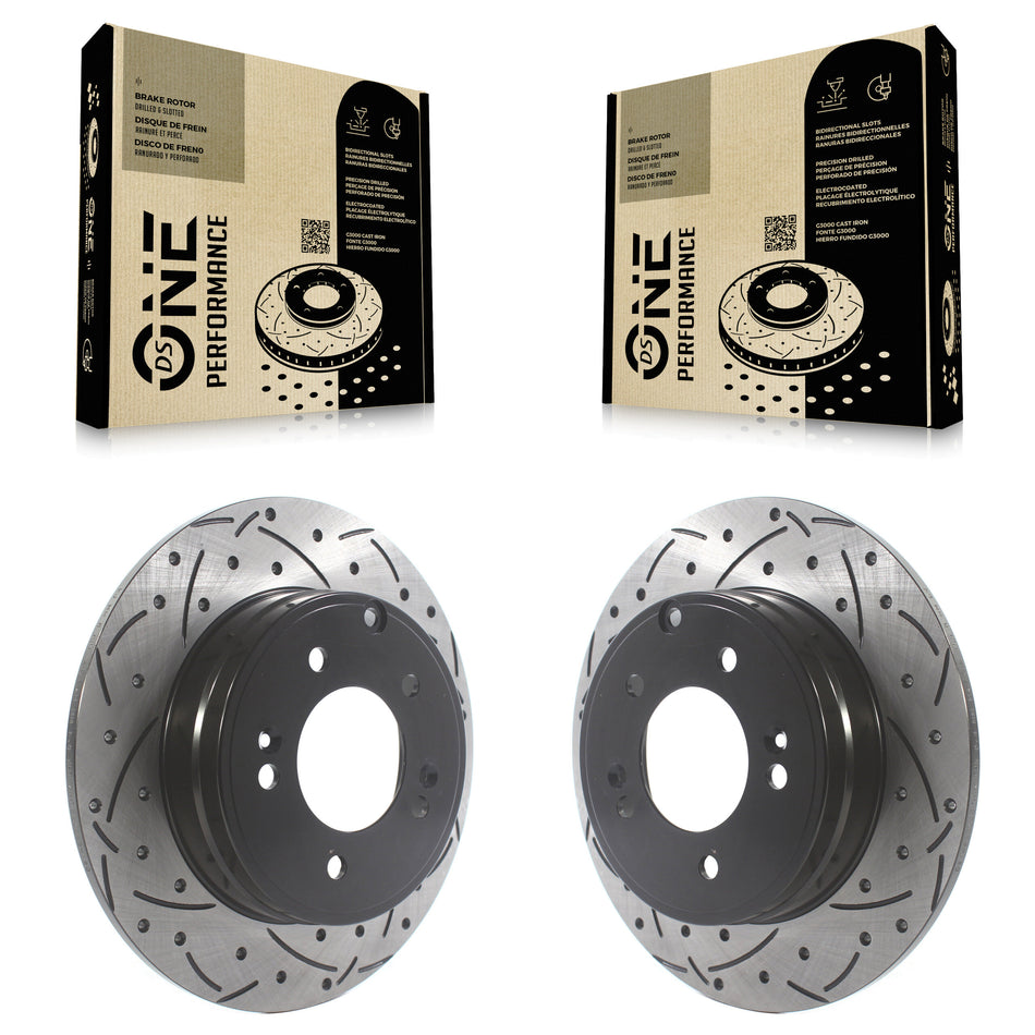 Rear Coated Drilled Slotted Disc Brake Rotors Pair For Hyundai Sonata Kia Optima Tucson Azera Cadenza KD-100531