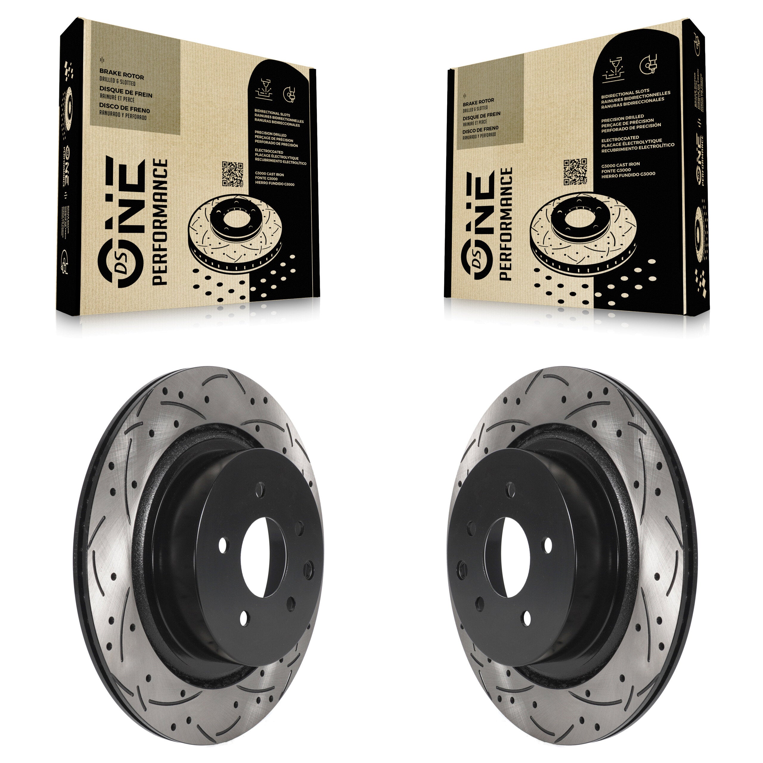 Rear Coated Drilled Slotted Disc Brake Rotors Pair For INFINITI G37 G35 Q60 KD-100532