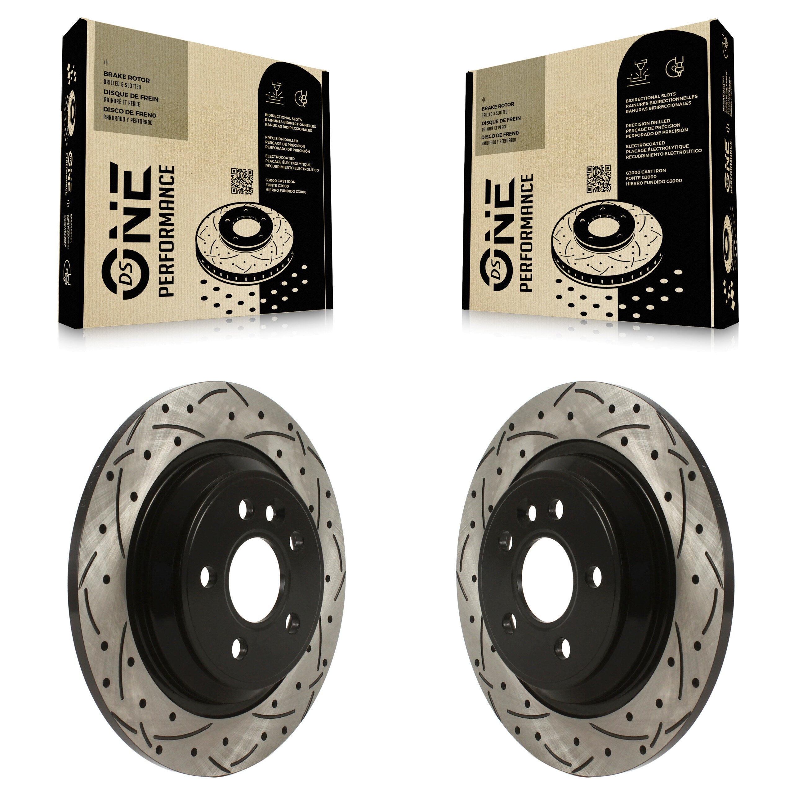 Rear Coated Drill Slot Disc Brake Rotors Pair For Volvo XC70 S60 V60 S80 Cross Country V70 KD-100533