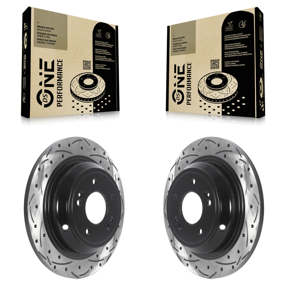 Rear Coated Drilled Slotted Disc Brake Rotors Pair For Hyundai Genesis G80 Kia K900 KD-100535