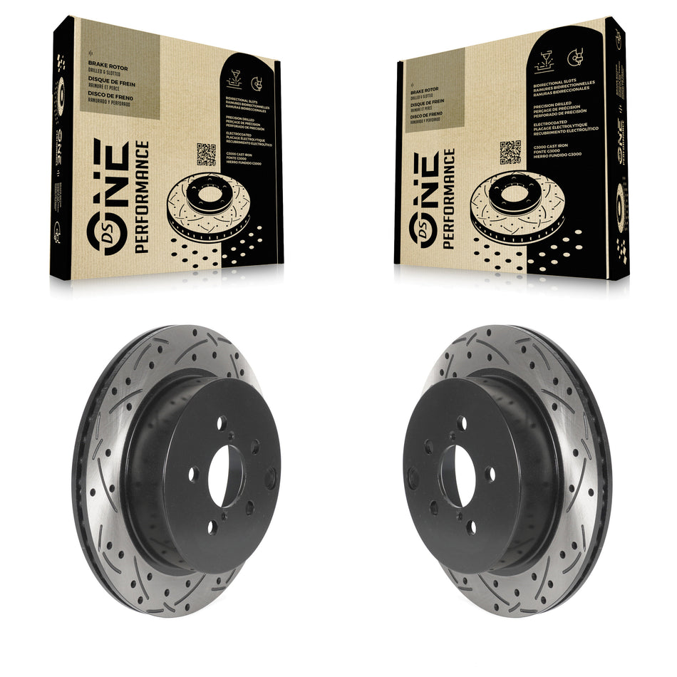 Rear Coated Drilled Slotted Disc Brake Rotors Pair For 2014-2018 Subaru Forester 2.0L KD-100548