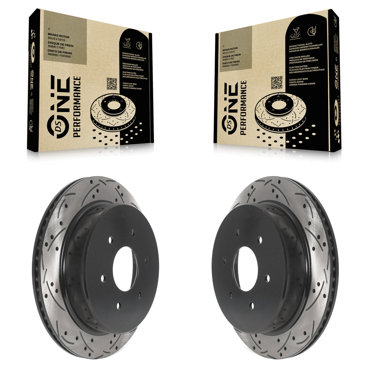 Rear Coated Drilled Slotted Disc Brake Rotors Pair For 2017-2024 Nissan TITAN KD-100552