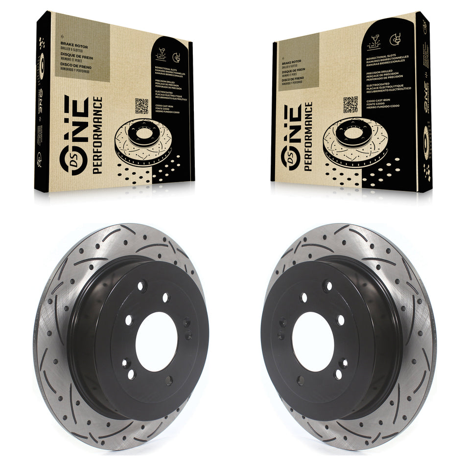 Rear Coated Drilled Slotted Disc Brake Rotors Pair For Hyundai Tucson Kia Sportage KD-100553