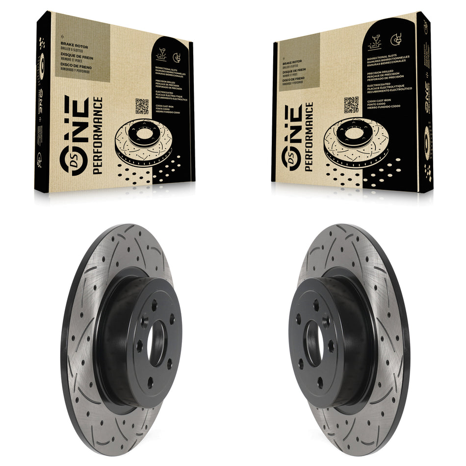 Rear Coated Drilled Slotted Disc Brake Rotors Pair For 2016-2019 Land Rover Range Evoque KD-100555