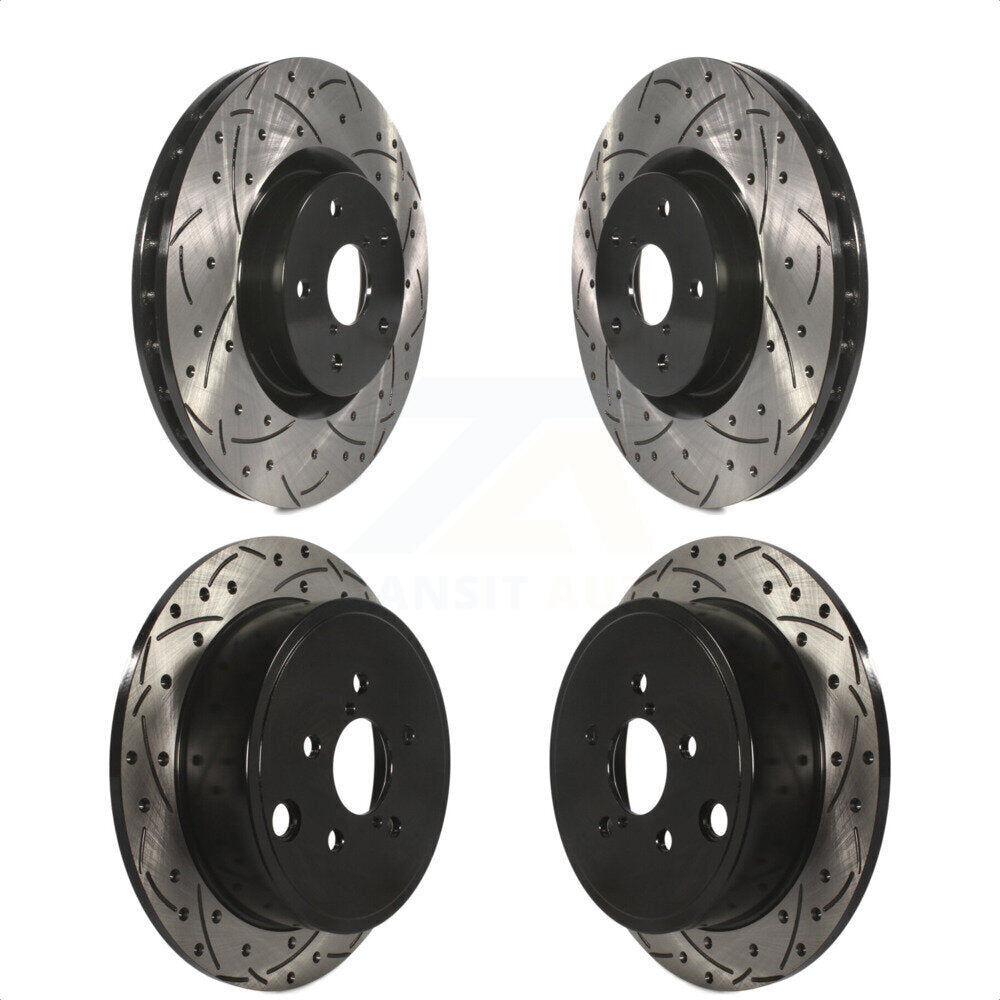 Front Rear Coated Drilled Slotted Disc Brake Rotors Kit For 2014 Subaru WRX KD-100556
