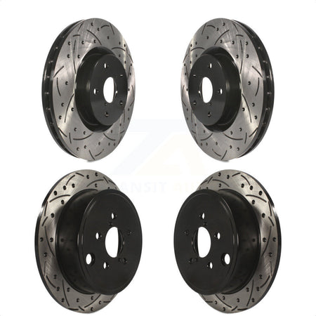 Front Rear Coated Drilled Slotted Disc Brake Rotors Kit For 2014 Subaru WRX KD-100556