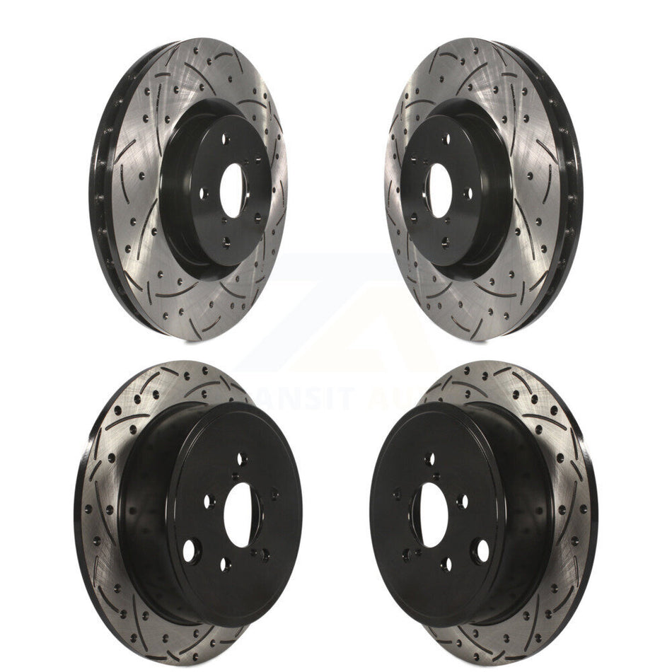 Front Rear Coated Drilled Slotted Disc Brake Rotors Kit For 2014 Subaru WRX KD-100556
