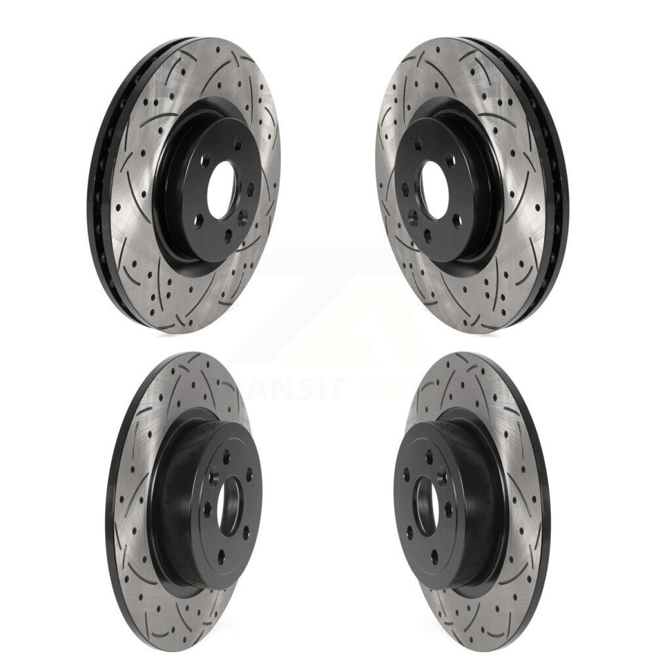Front Rear Coated Drilled Slotted Disc Brake Rotors Kit For 2016-2019 Land Rover Range Evoque With 325mm Diameter Rotor KD-100557