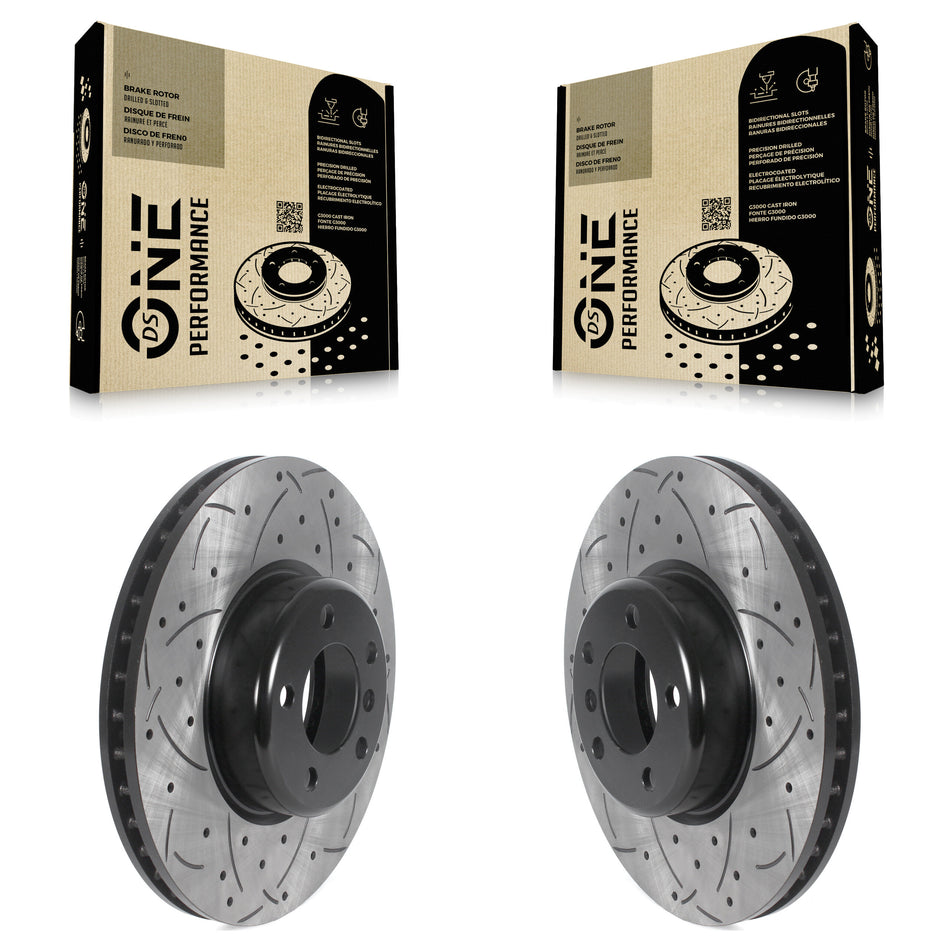 Front Coated Drilled Slotted Disc Brake Rotors Pair For BMW 328i xDrive 428i 335i 330i 320i Gran Coupe 435i 228i GT M235i 440i 340i 328d 430i M240i 230i ActiveHybrid 3 KD-100564