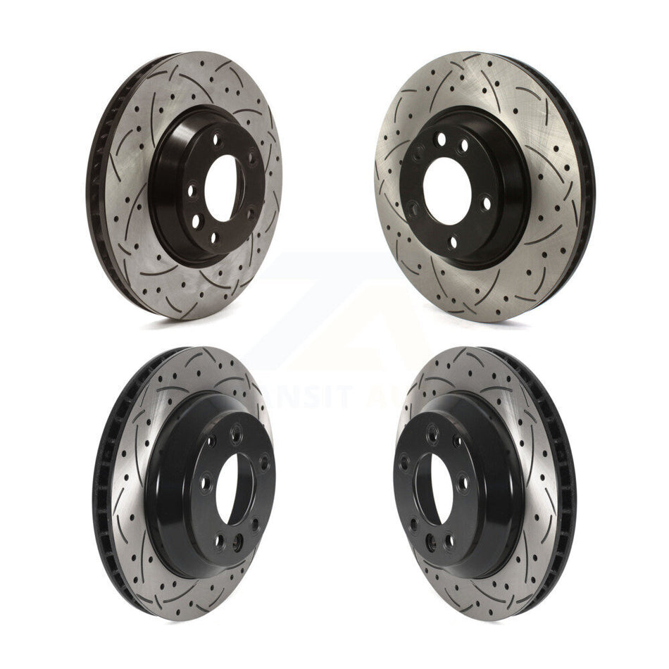 Front Rear Coated Drilled Slotted Disc Brake Rotors Hub Assembly Kit For Audi Q7 Volkswagen Touareg Porsche Cayenne KD-100566