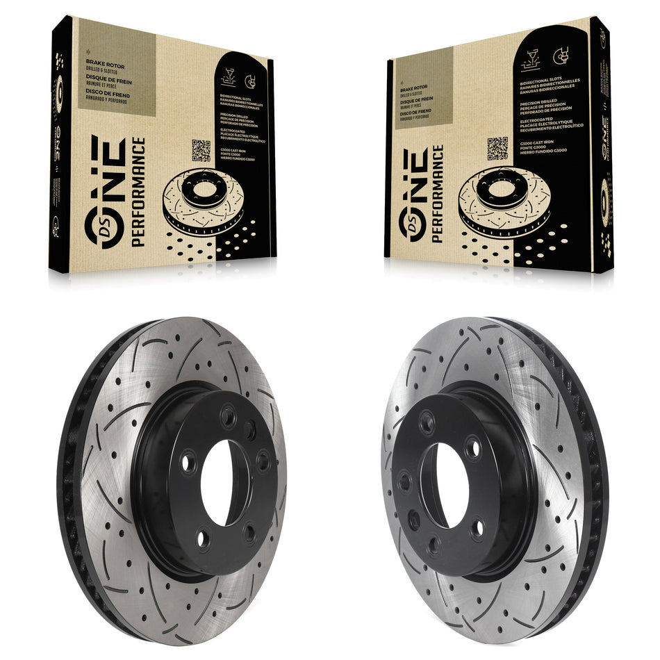 Front Coated Drilled Slotted Disc Brake Rotors Kit For Volkswagen Touareg Porsche Cayenne KD-100570