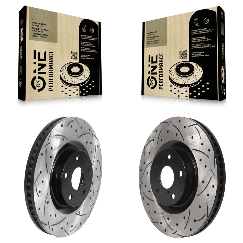 Front Coated Drilled Slotted Disc Brake Rotors Kit For Lexus GS350 IS300 IS350 IS200t RC350 RC300 RC200t GS300 GS450h GS200t GS460 KD-100571