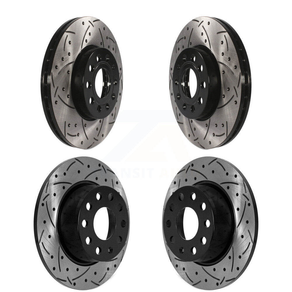 Front Rear Coated Drilled Slotted Disc Brake Rotors Kit For Volkswagen Jetta Taos KD-100572