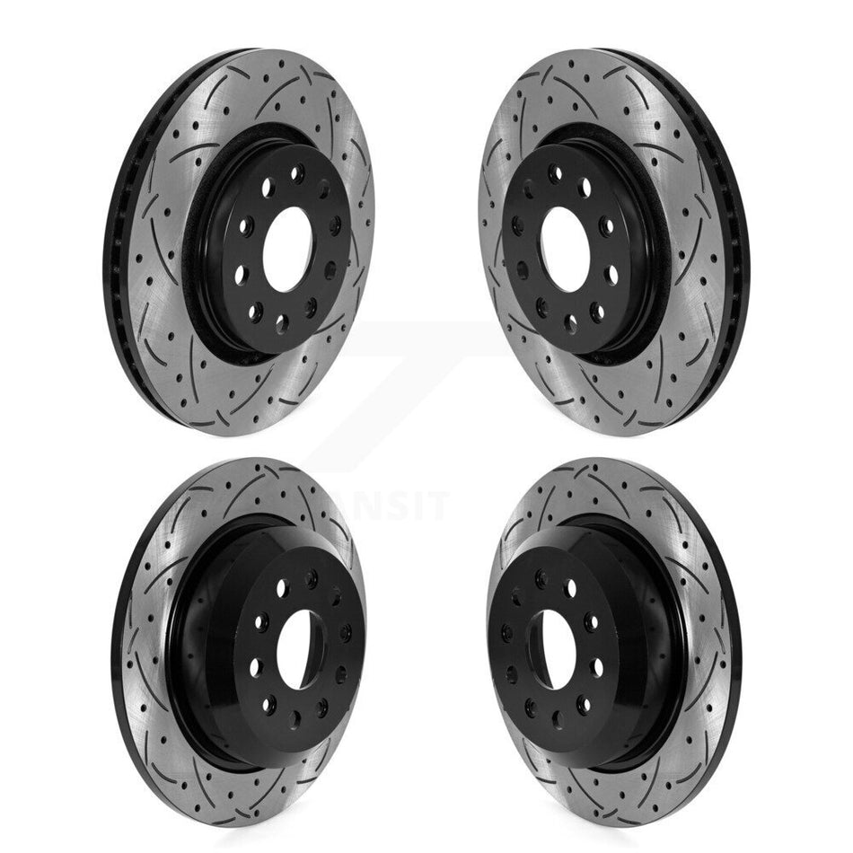 Front Rear Coated Drilled Slotted Disc Brake Rotors Kit For Jeep Wrangler KD-100577