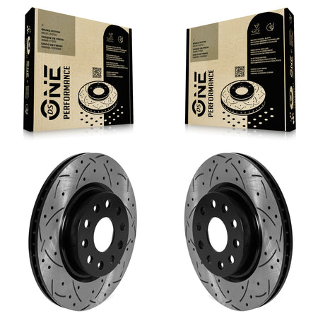 Front Coated Drilled Slotted Disc Brake Rotors Pair For Jeep Wrangler KD-100583