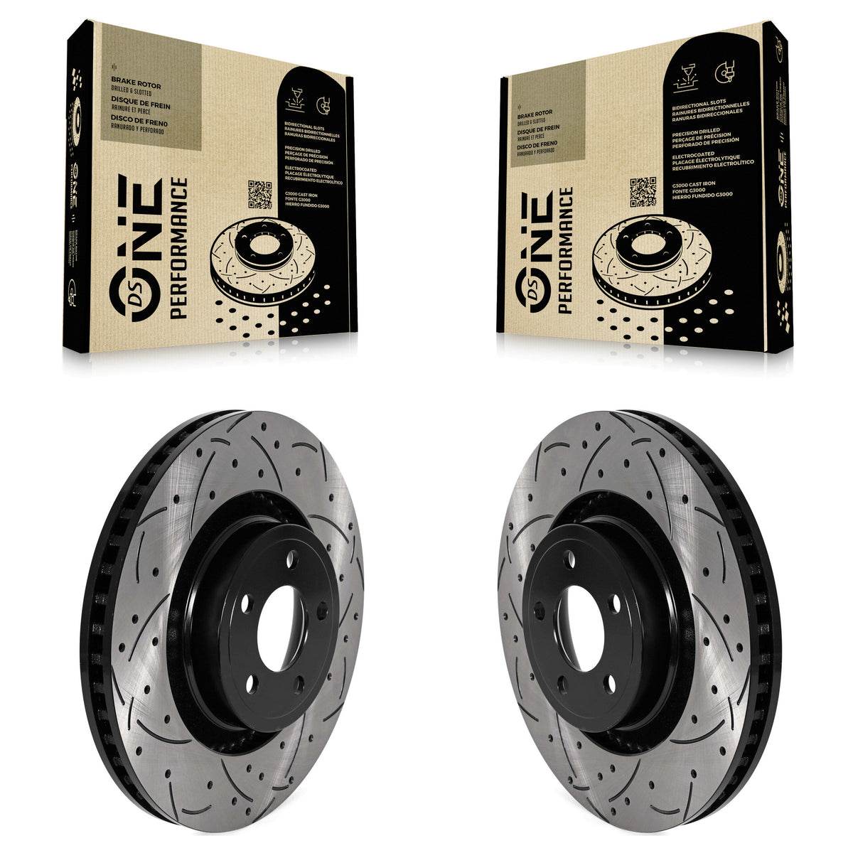 Front Coated Drilled Slotted Disc Brake Rotors Pair For Ford Mustang KD-100584