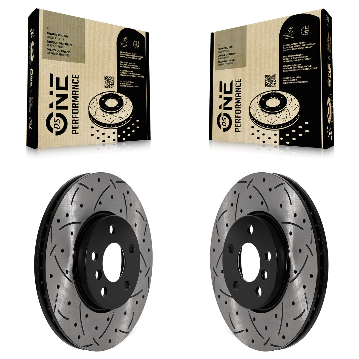 Front Coated Drilled Slotted Disc Brake Rotors Pair For Mini Cooper Countryman Clubman KD-100586
