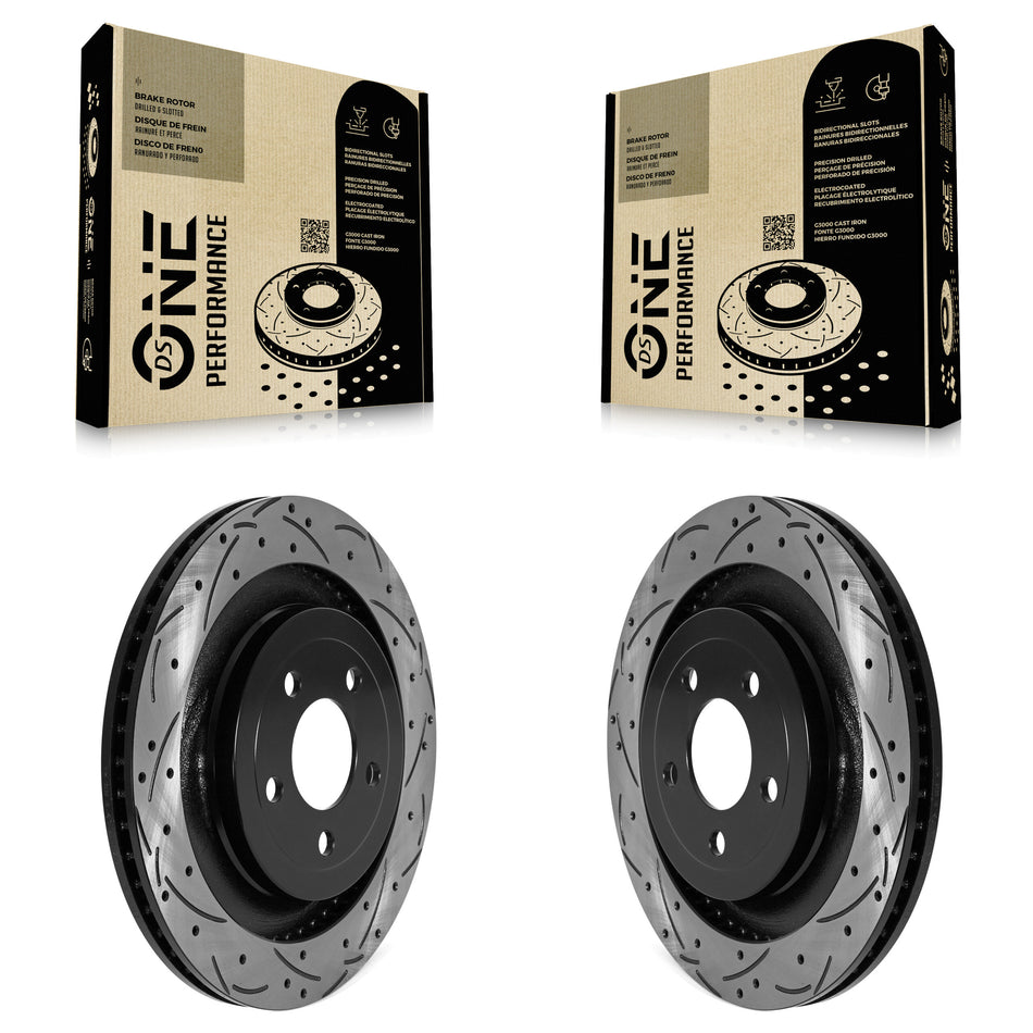 Rear Coated Drilled Slotted Disc Brake Rotors Pair For Ford Mustang KD-100588