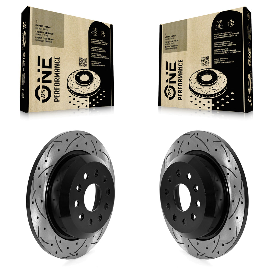 Rear Coated Drilled Slotted Disc Brake Rotors Pair For Jeep Wrangler KD-100591
