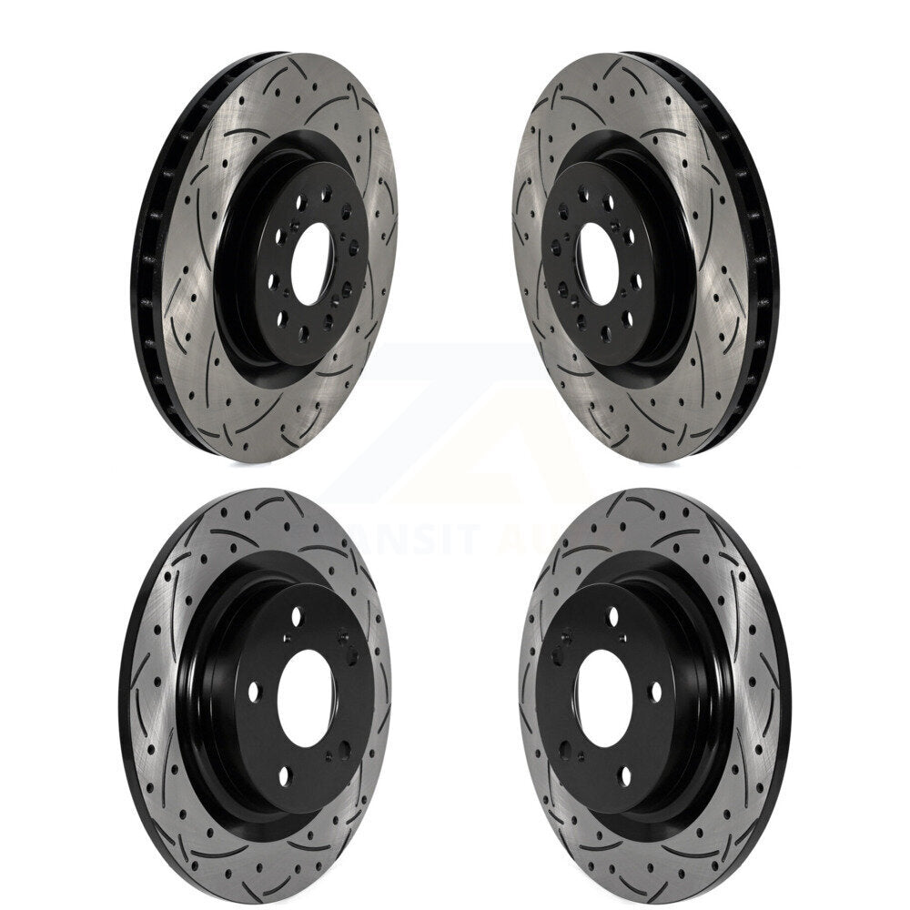 Front Rear Coated Drilled Slotted Disc Brake Rotors Kit For 2017-2020 Honda Civic Type R KD-100593