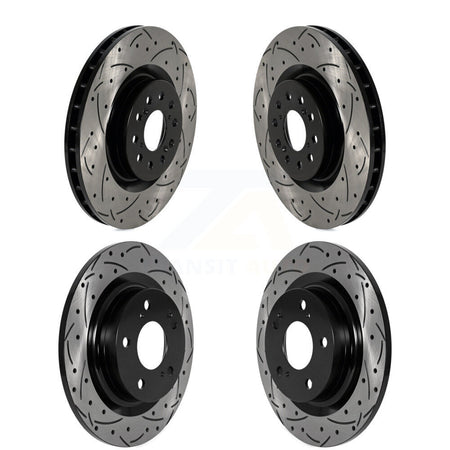 Front Rear Coated Drilled Slotted Disc Brake Rotors Kit For 2017-2020 Honda Civic Type R KD-100593