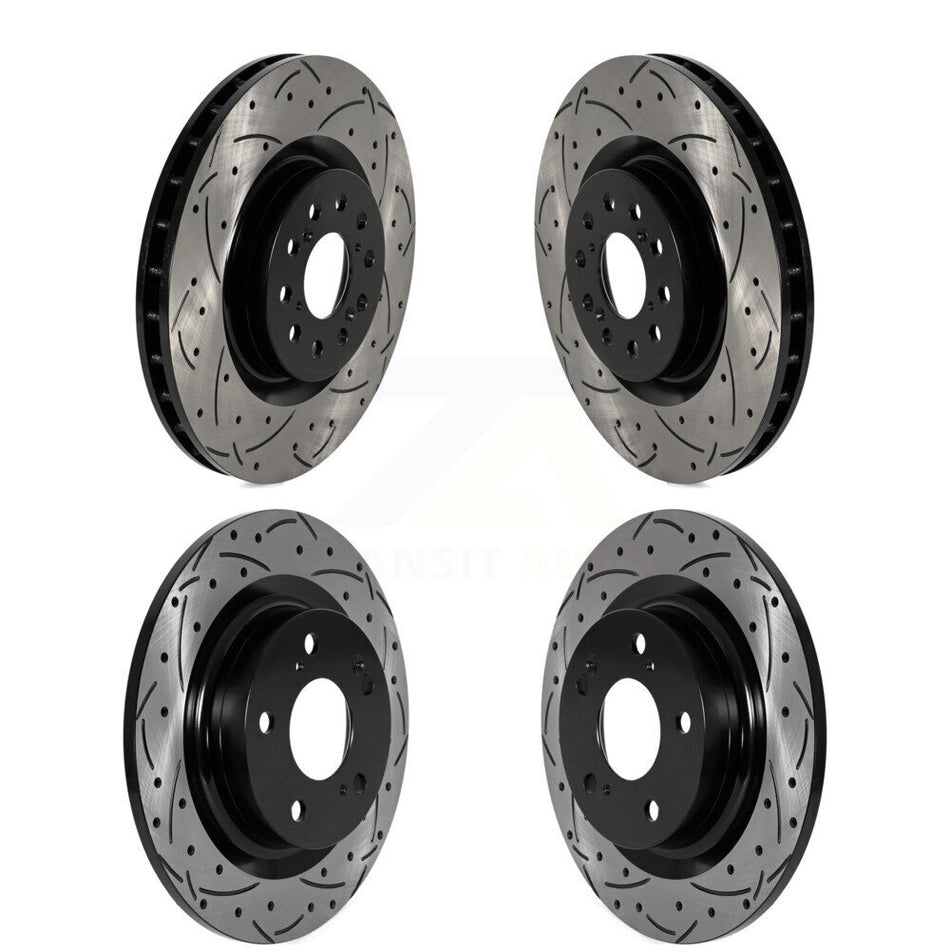 Front Rear Coated Drilled Slotted Disc Brake Rotors Kit For 2017-2020 Honda Civic Type R KD-100593