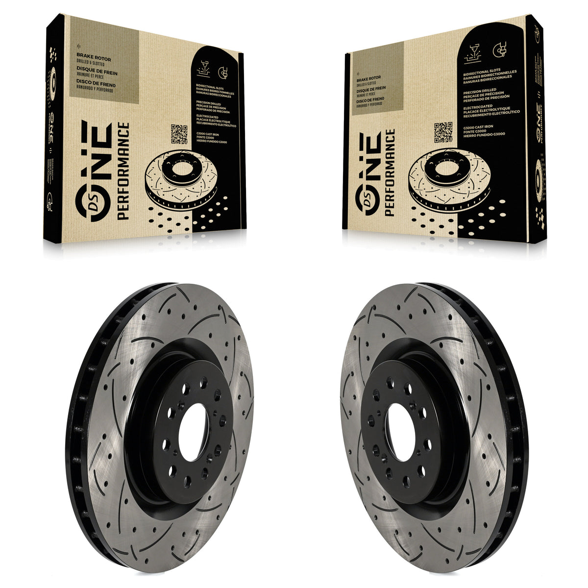 Front Coated Drilled Slotted Disc Brake Rotors Pair For 2017-2020 Honda Civic Type R KD-100594