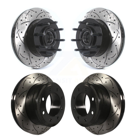 Front Rear Drilled Slot Disc Brake Rotors Hub Assembly Kit For Ford F-350 Super Duty F-250 KD-100609