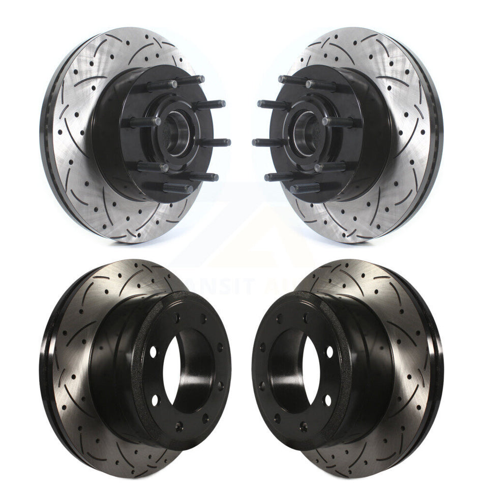 Front Rear Drilled Slot Disc Brake Rotors Hub Assembly Kit For Ford F-350 Super Duty F-250 KD-100609
