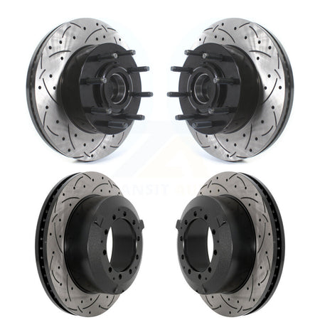 Front Rear Drilled Slot Brake Rotors Kit For Ford F-350 Super Duty With Single Wheels KD-100615