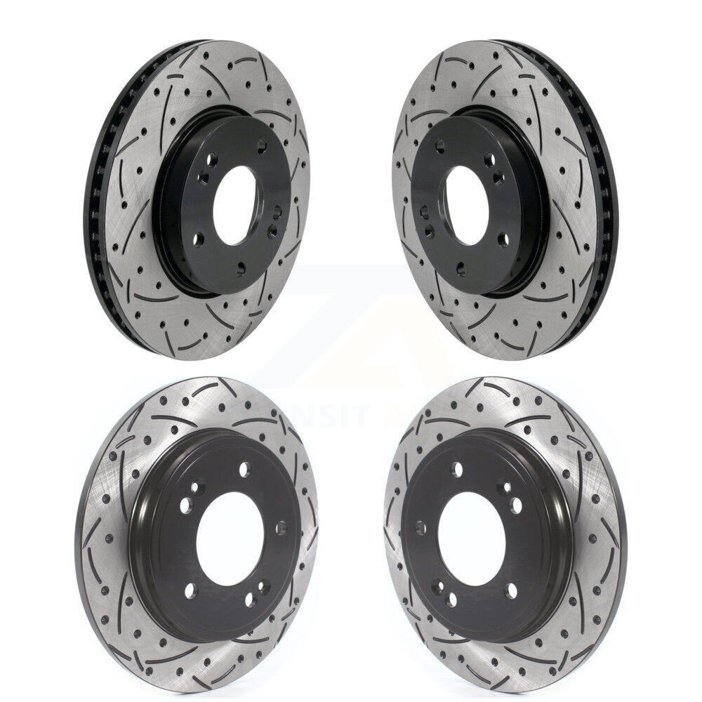 Front Rear Coated Drilled Slotted Disc Brake Rotors Kit For Hyundai Elantra KD-100618
